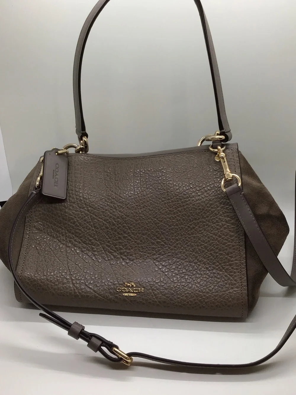 Coach Taupe Shoulder Bag with Gold Hardware